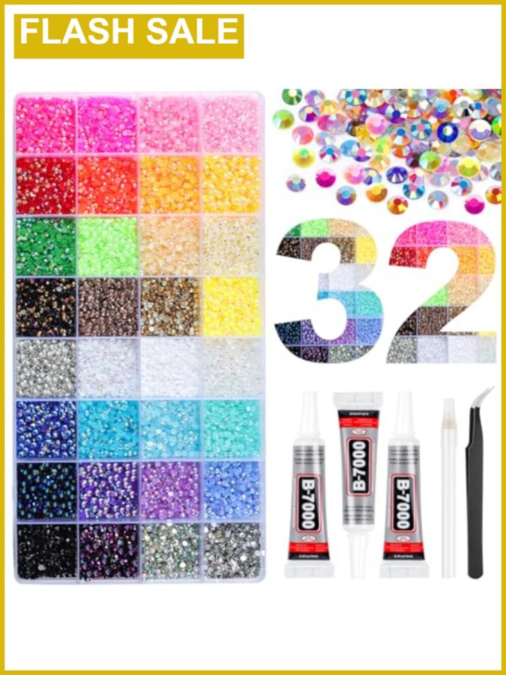 45000 Pcs Resin Rhinestones with Glue for Nail Art & Crafts